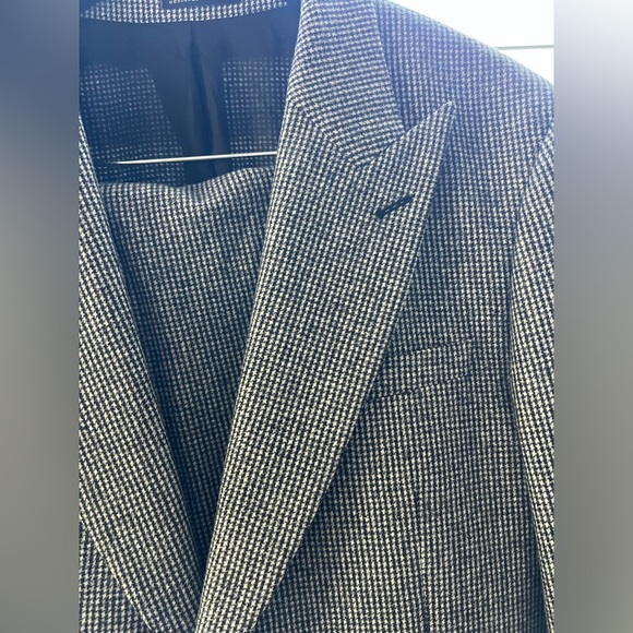 Reiss Denzil Peak Lapel Single Breasted Houndstooth Suit 40R/34 Inch Pants - Picture 2 of 8